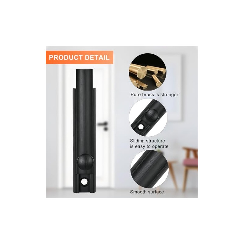 Solid Brass Surface Bolt 3 Inch, Heavy Duty Concealed Slide
