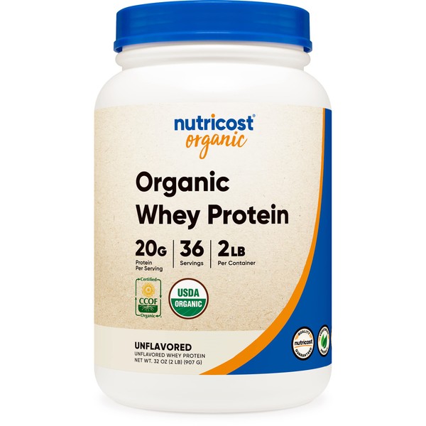 Nutricost Organic Whey Protein Powder (Unflavored) 2 LB - Non-GMO