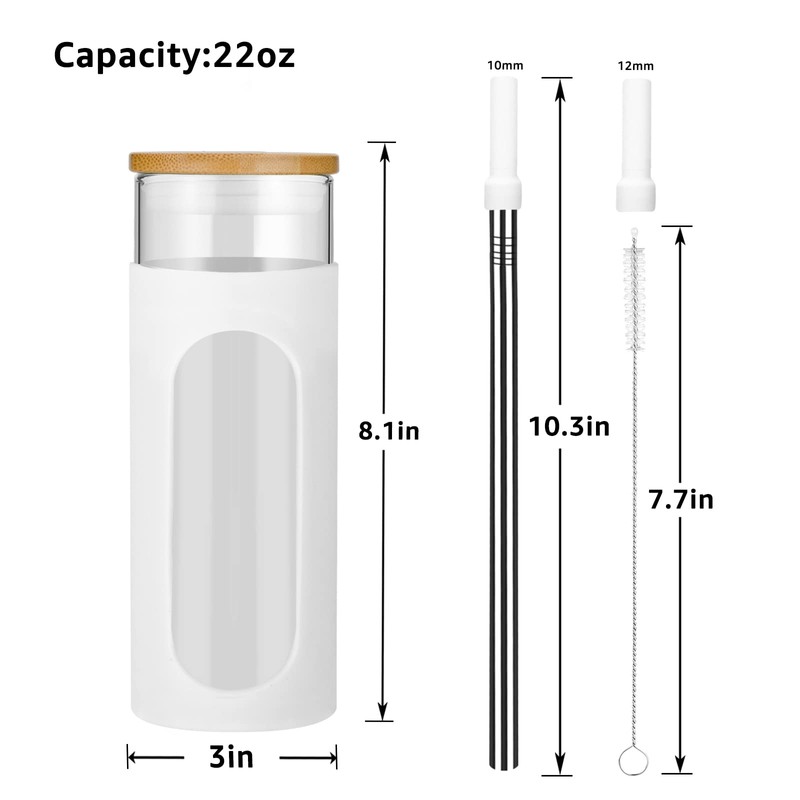 Tronco 22oz Glass Tumbler with Bamboo Lid and Straw, Glass