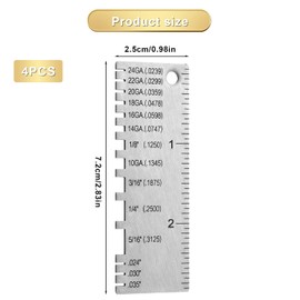 Gauge Measurement Tool, 4pcs American Standard Welding Thickness Measuring Wire Gauges Stainless Steel Metal Gauge Thickness Tools for Industry Construction Woodworking