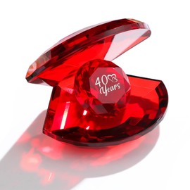 Crystal Shell 40th Ruby Wedding for Wife Partner Couples, Her Presents 40 Years of Marriage Romantic Keepsake Ornaments for Home Decor
