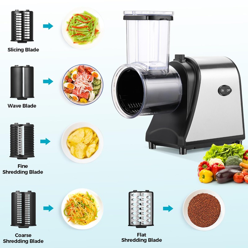 Nictemaw Electric Cheese Grater 250W, Cheese Shredder, Professional Electric Slicer