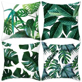 Betadistor Green Cushion Covers 45 x 45 cm Tropical Pacific Romantic Feelings Art Decorative Throw Pillow Covers Soft Pillowcases for Sofa Garden Patio Home Decor Pack 4, Tropical Green, 506-0112