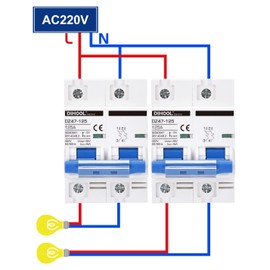DIHOOL Miniature Circuit Breaker MCB, 2 Pole, 125Amp,230VAC,Type C