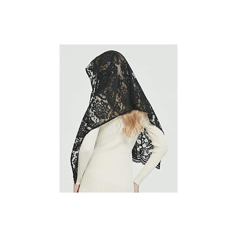 Leimandy Black Lace Shawl Rectangular Veils for Women Church Veils