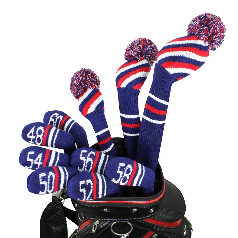 7 PCS Knit Wedge Golf Iron Headcovers Golf Club Protector