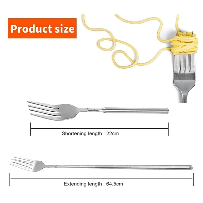 Telescopic Fork BBQ Stainless Steel Extendable Fork Extra Long Handle