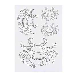 4 x 'Crab' Temporary Tattoos - Water Resistant, Skin-Safe, Non-Toxic Transfers, Mixed Sizes (TO00056004)