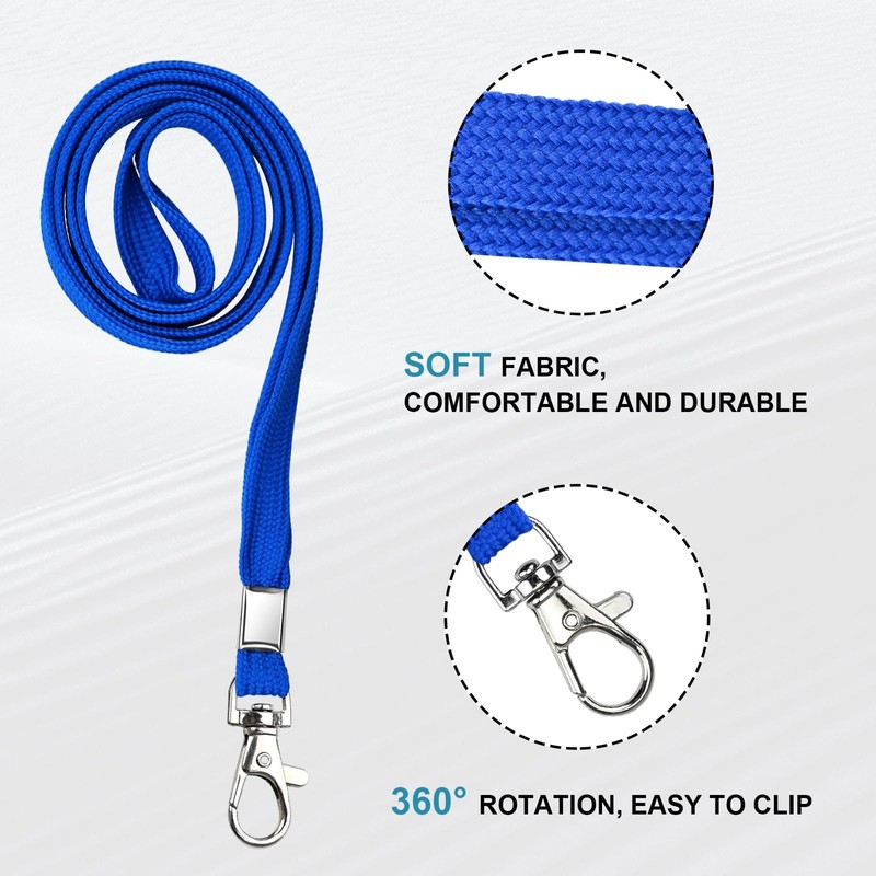 3 Pack Clear ID Badge Holder with Lanyard Blue Lanyards
