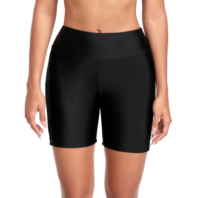 RELLECIGA Women's Black Swim Shorts Quick Dry Swim Shorts High