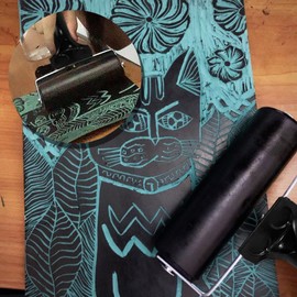 4-Inch Rubber Brayer Roller & 4-Inch Plastic Stamp Making Pressure Plate for Printmaking, Great for Gluing Application