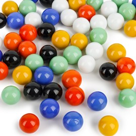 HAKACC Pack of 90 Glass Marbles, 1.6 cm Coloured Solid Marbles Marbles Balls Toy for Chinese Checkers Marble Running Marble Game (6 Colours)