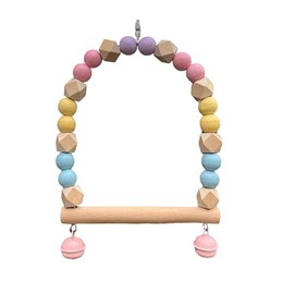 Roczential Pet Bird Swing, Bird Swing for Parrot | Natural Wooden Swing Toy with Toy Bell | Bird Perch Cage Toy Perch Climbing Toy, Durable Wooden Natural Bird Toy for Parakeet