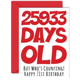 Stuff4 71st Birthday Card for Men Women Him Her - 25933 Days Old - Funny Seventy-One Seventy-First Happy Birthday Card for Uncle Aunt Grandma Grandpa Mom Dad, A5 Humor Joke Greeting Cards