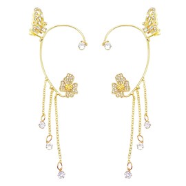 Shining Butterfly Ear Cuffs Zircon Butterfly Earrings for Women Ear Cuffs for Women Non Piercing Ear Wrap Around Earrings