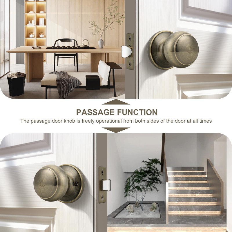 Probrico Closet Door Knobs Antique Brass, Interior Door Knobs No