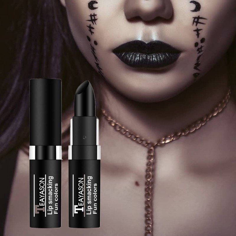 3 Colors Gothic Matte Lipstick Set, Vampire Black White Red