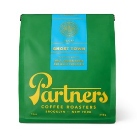 Partners Coffee, Ghost Town Blend - 12 Ounce | Decaf Coffee Beans | Whole Bean | Medium Roast Coffee | Low Acidity | Try with French Press, Drip Coffee and Cold Brew Methods.