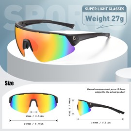 Gafas de sol deportivas polarizadas TR90, marco ligero con protección UV 400, para mujeres y hombres, Azul marino oscuro, L