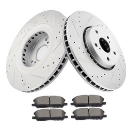 BRAKEUS 5 Lugs Front Brake Rotors and Pads Kits Replacement For Lexus RX330 2004-2006,For Lexus RX350 2007-2009,For Lexus RX400h 2006-2008,For Toyota For Highlander 2006-2007