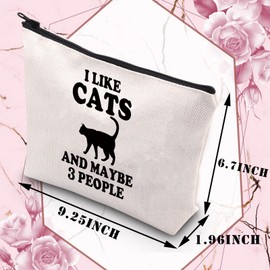 PLITI Cat Makeup Bag Cat Love Gift Cat Owner Gift Cat Mom Gift I Like Cats and Maybe 3 People Travel Pouch(I Like CatsU)