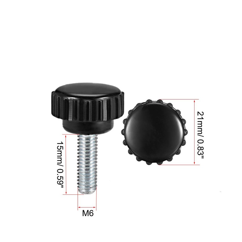 sourcing map M6 x 15mm Metric Male Thread Knurled Clamping