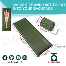 Clostnature Self Inflating Sleeping Pad for Camping - 1.5/2/3 inch Camping Pad, Lightweight Inflatable Sleeping Mat for Backpacking, Compact Ultralight Foam Camping Air Mattress for Tent, Hammock