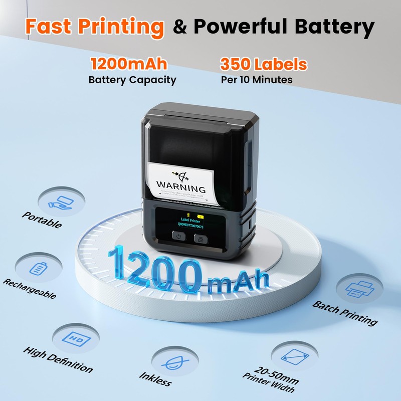 Phomemo M120 Label Maker, 2 Inch Barcode Printer, Portable Thermal