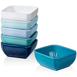 6 oz Ramekins - Ramekins for Creme Brulee- Delling Square Porcelain Ramekins Oven Safe, Souffle Dish Ramekins for Baking Souffle Ramekins Ramekins Bowls, Set of 6 Colorful