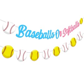 Baseballs Or Softballs Gender Reveal Decorations Baseballs Or Softballs Banner Garland Sports Theme Hanging Decoration Boy Or Girl Pink Or Blue He Or She Baby Shower Party Supplies