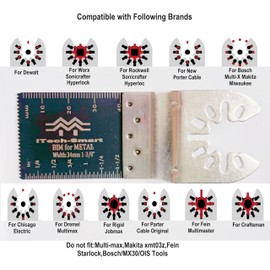 18pcs Oscillating Saw Blades,5pcs Bi-Metal for Metal-Nail,13pcs HCS for Wood Plastic, Fast Fit Ridgid Makita Fein Multimaster Porter Bosch Dewalt Milwaukee Dremel with 3pcs adaptor(18pcs+3pcs)