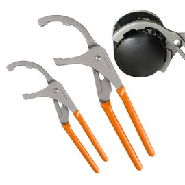 CENFORGE Oil Filter Wrench Set, 9" & 12" Adjustable Filter Pliers with Non-Slip Grip for Cars, Trucks, Motorcycles & Heavy Equipment (2-Piece Heavy Duty Set)