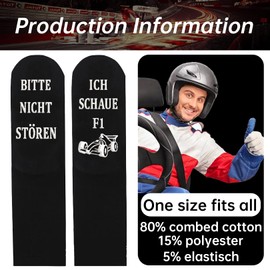 Formula 1 Socks with Saying Bitte Nicht Stören Ich Schaue F1, Fan Item, Gifts for Men and Women, Funny, Motogp Gamer Fun Gift Idea Socks, Average Size, for Men and Women (Black), black