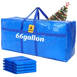 Clysee 4 Pcs 66 Gallon Large Moving Bags with Zipper and Handles Foldable Storage Duffle Bags Heavy Duty Extra Large Totes for College Dorm Travel Clothes Blankets Bedding Moving (Blue)