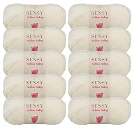 10 Skeins of Sensy Softee Baby Yarn, 3.5 oz, 275 Yards, Gauge 3 Light (Creamy)