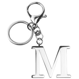 ORUZA Letter Keyring Alphabet Initial Keychain, Metal Letter Key Ring for Women Men Handbag Wallet Purses Letter M