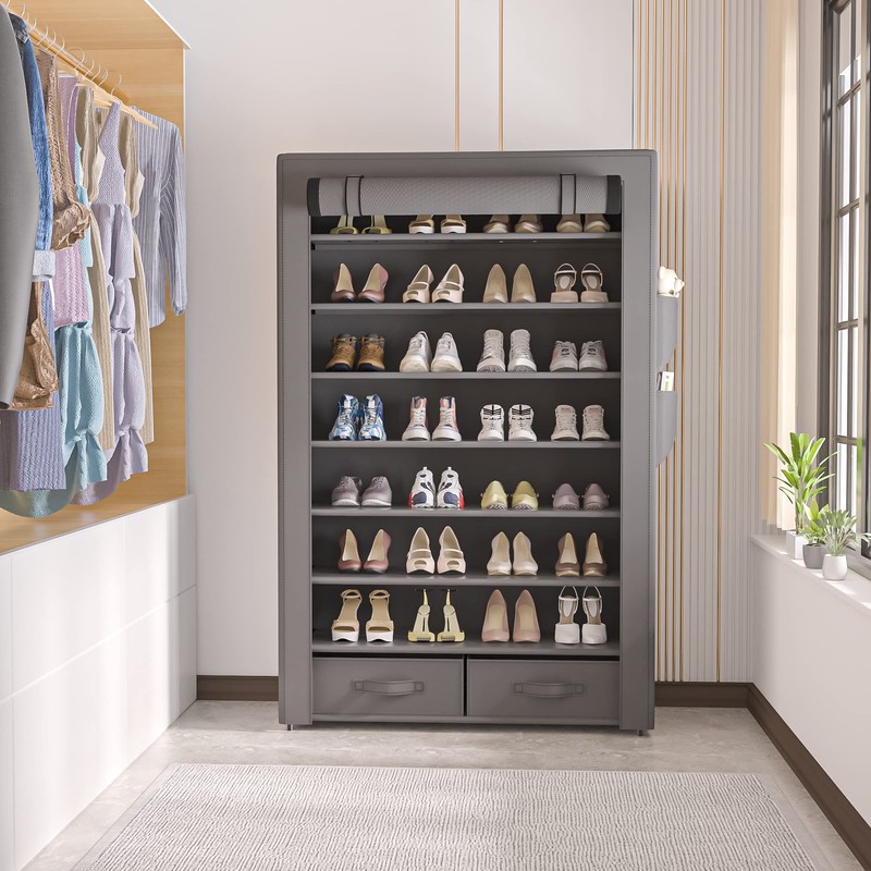 OYREL Shoe Rack Storage Cabinet 32 Pairs Organizer Shelf Tall