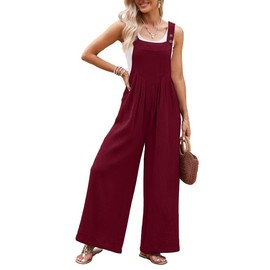 Dokotoo Womens Oversized Red Jumpsuits for Women Overalls Loose Casual Wide Leg One Piece Sleeveless Solid Jumpsuit Long Pant Rompers with Pockets 2024 Fashion X-Large
