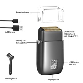 Electric Razor for Men, Electric Foil Shavers, 3-Speed Foil Shaver with Double Floating Blades, IPX7 Waterproof Wet/Dry Shaver, 90 Min Runtime, LED Display, Travel Lock, Gifts for Men
