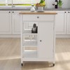 ROCKRAIN White Kitchen Island Cart: Modern Rolling Trolley with Adjustable