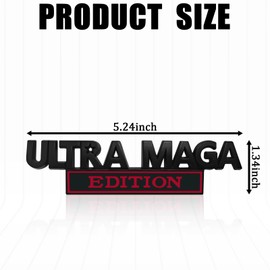 Pvotawp Ultra MAGA Edition Emblems, Cool 3D Metal Trump Sticker Fender Badge Car Decals Adhesive, Personality Label Trunk Logo Decal Auto Body Car Exterior Embossed Decor Accessories (Black & Red)