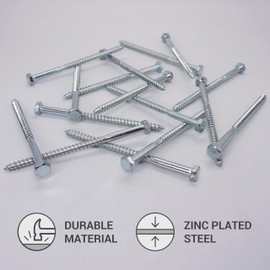 (Pack of 20) DIN 571 Galvanised Steel Hexagon Wood Screws M6 x 100 mm, Hex Screw, Key Screws, Hexagon Socket, Carriage Screws (20, M6 x 100 mm)