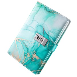 Almencla Diary with Lock Locking Journal Travel Diary A5 PU Leather Journal Lockable Secrets Journal Password Lock Diary Teenage Girls, Turquoise