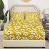 Hippie Flowers Fitted Sheet Full Size 4pcs,70s Retro Floral Bedding