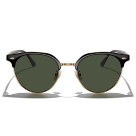 MERRY'S Modern Semi-Rimless Square Acetate Sunglasses for Women and Men UV400 Polarized Sunglasses S6190, Black Frame/Gold Bridge/G15 Lens, Lens Width: 53Millimeters