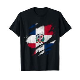 Coat of Arms Republica Dominicana Rip Reveal Dominican Flag T-Shirt