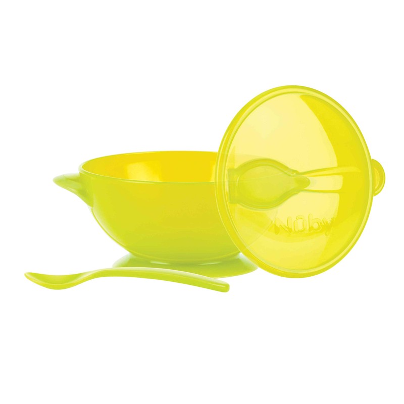 Nuby Easy Go Suction Bowl with Lid and Snap-in Spoon,