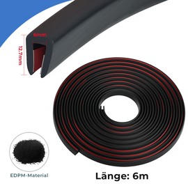 Storystore Frame Profile Edge Protection Profile, 6 mm Frame Area Edge Protection Professional Made of EPDM, Rubber Seal, Edge Protection, U-Profile for Panels, Car Doors, Hatches, Table Corners, 6 m