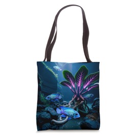 Electric Blue Acara Cichlids Fantasy Surreal Aquarium Fish Tote Bag
