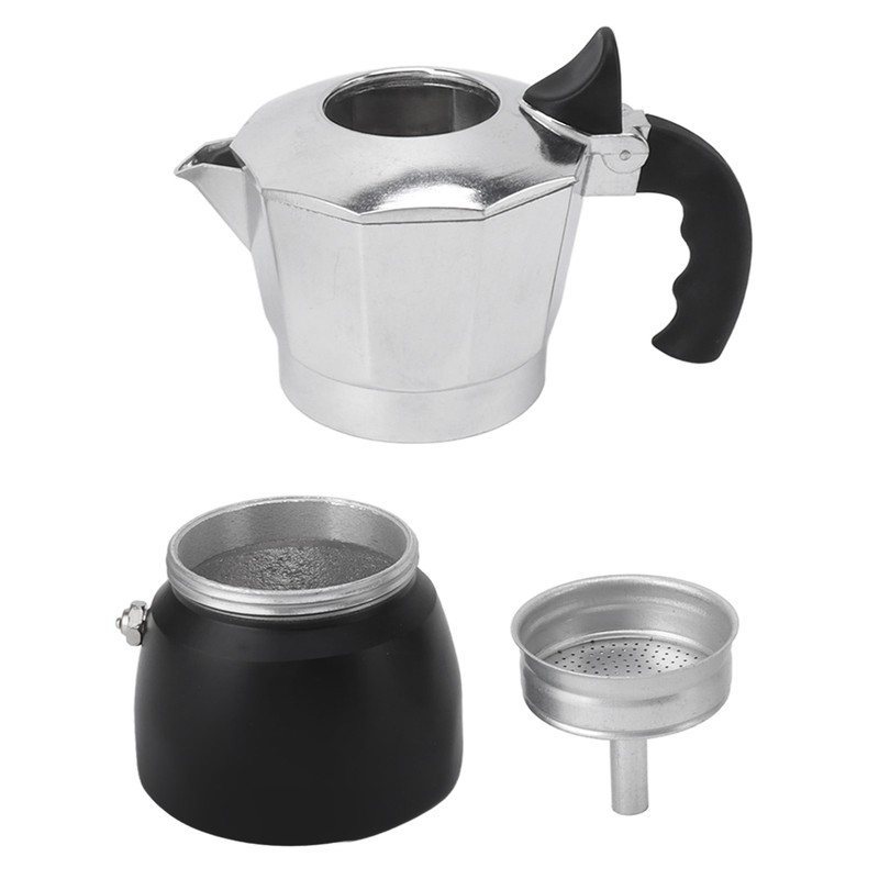 Moka Pot with Double Valve 150ML octagonal Aluminum Moka Stovetop